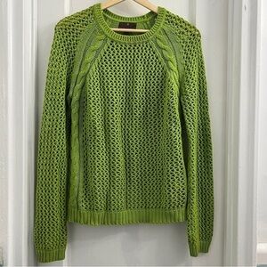 Fenn Wright Manson vibrant green chunky soft cable knit pull over sweater Large
